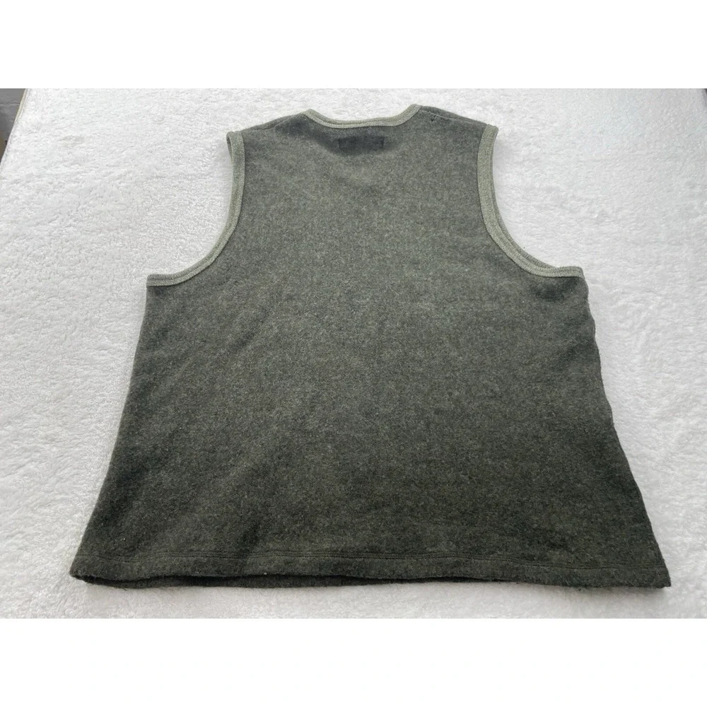 Utility Mens XL Lambswool V-Neck Sweater Vest Heather Olive Green RN 17730